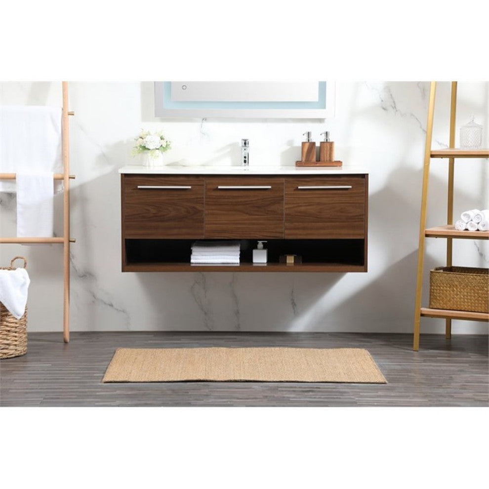 Elegant Decor Roman Bathroom Vanity Walnut