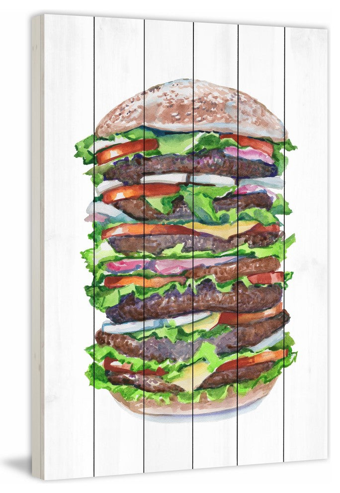 "Stacked High" Painting Print on White Wood, 30"x45"