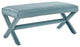 Rivet Upholstered Velvet Bench, Sea Blue