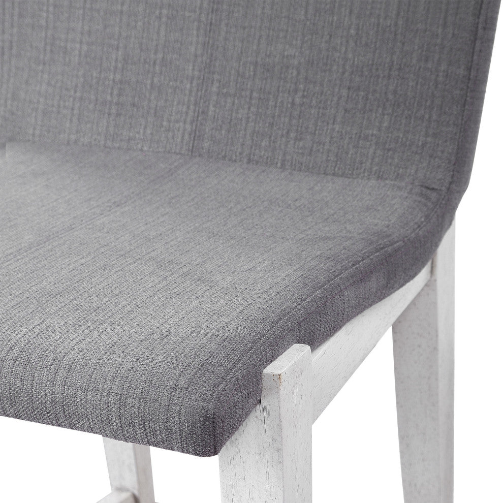 Elegant Charcoal Gray Counter Bar Stool Minimalist Silver White Cushioned Back