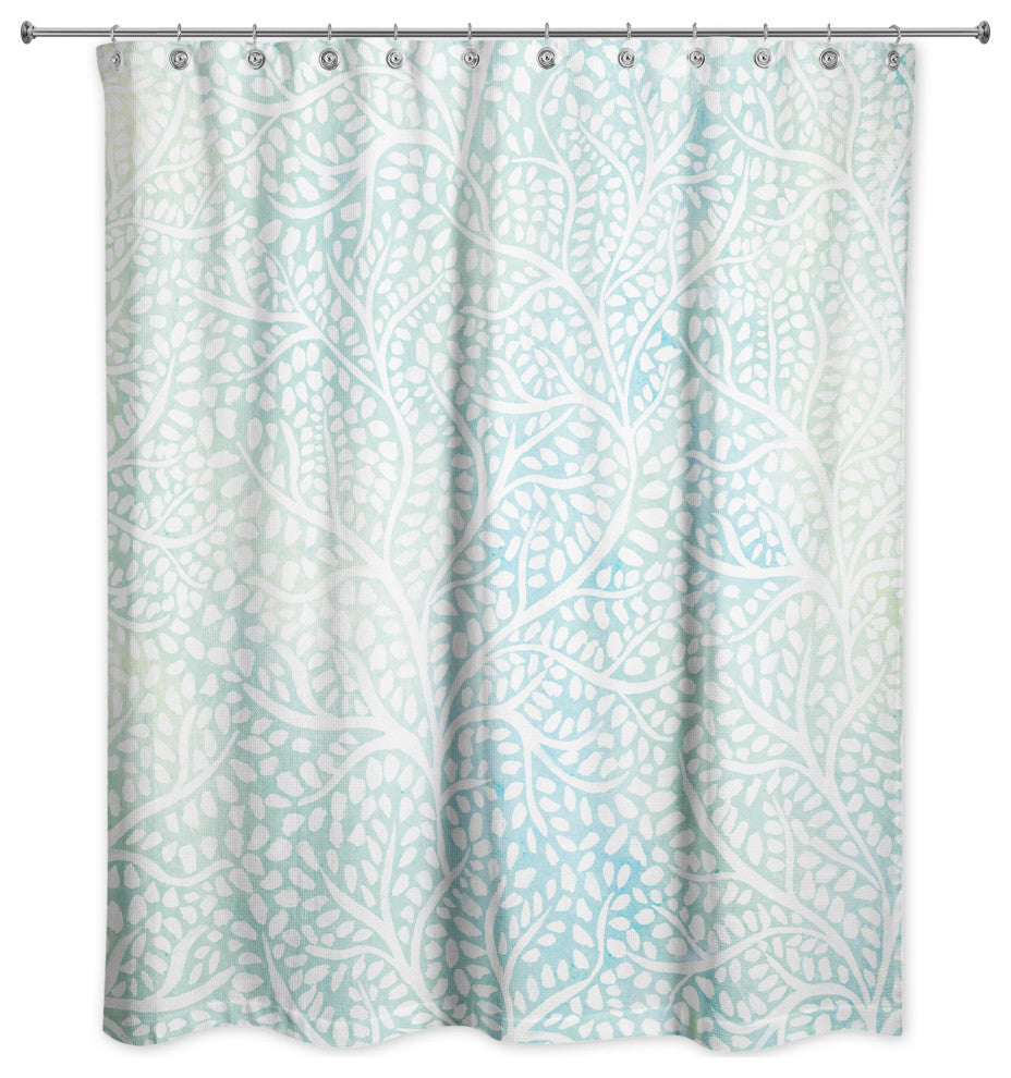 Mint Abstract Trees 71x74 Shower Curtain