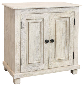 Jenna 2-Door Solid Wood Nightstand With Distressed White Finish