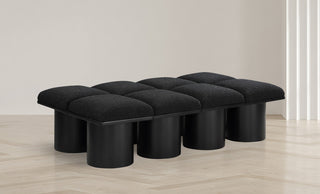 Pavilion Boucle Fabric Upholstered 8-Piece Modular Bench, Black, Black Finish