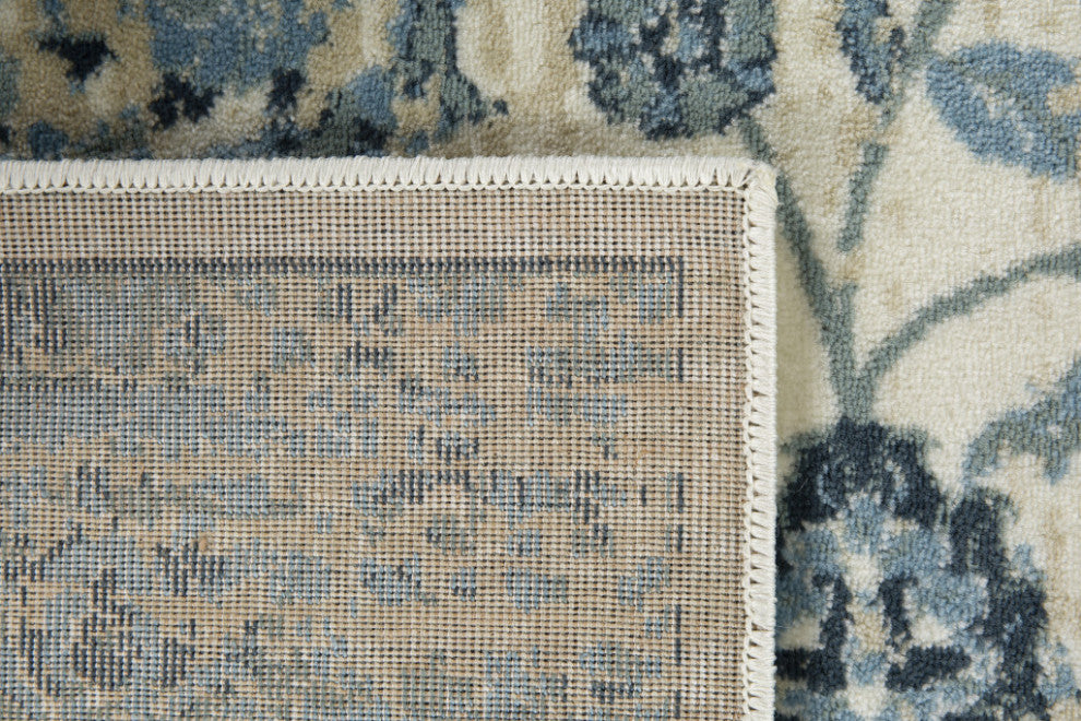 2"x8" Blue Ivory Distressed Oriental Runner Rug