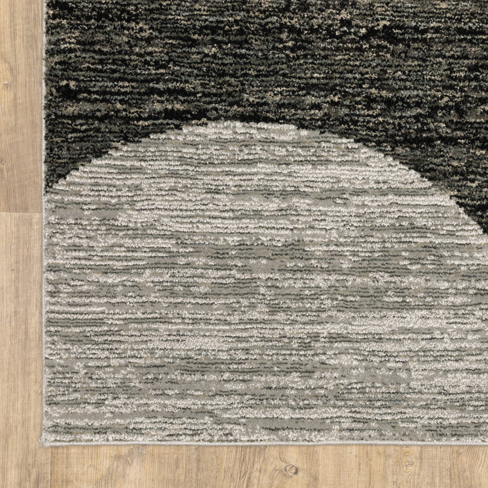 Sadie Geometric Power-Loomed Area Rug, Charcoal/Gray, 5'3"x7'3"