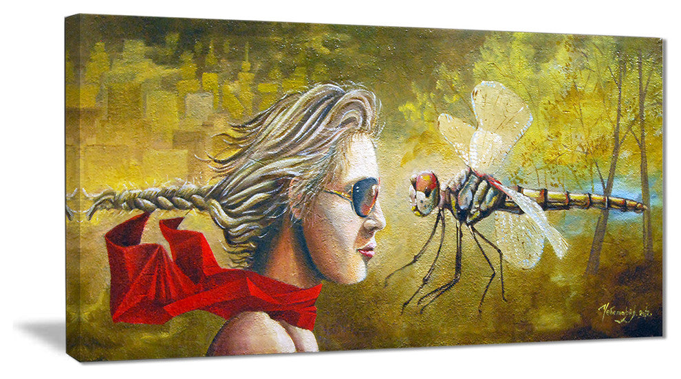 "Human and Dragon Fly" Abstract Digital Art Canvas Print
