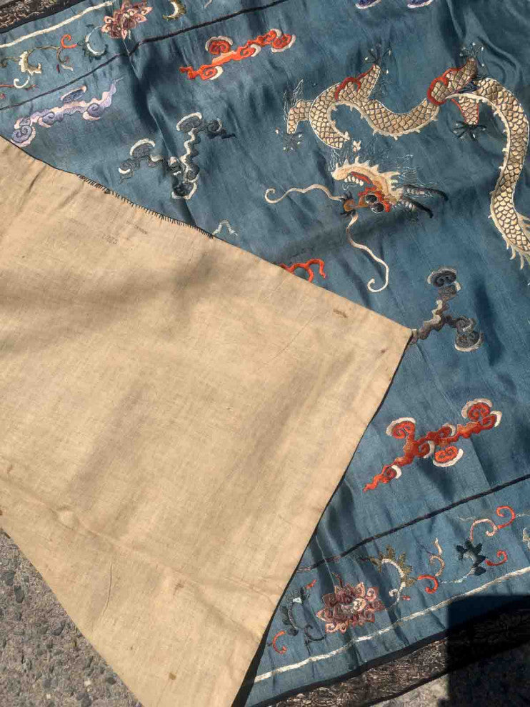 Handmade Antique Chinese Collectible silk textile 2.6'x3.8', 79cmx115cm 1870s