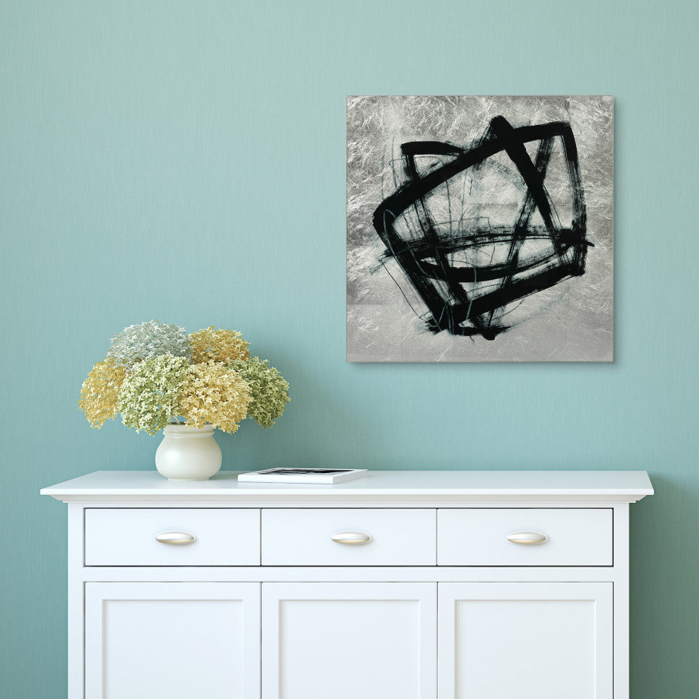 Tessellation Abstract Wall Art Print Tempered Glass With Silver Leaf Set of 2