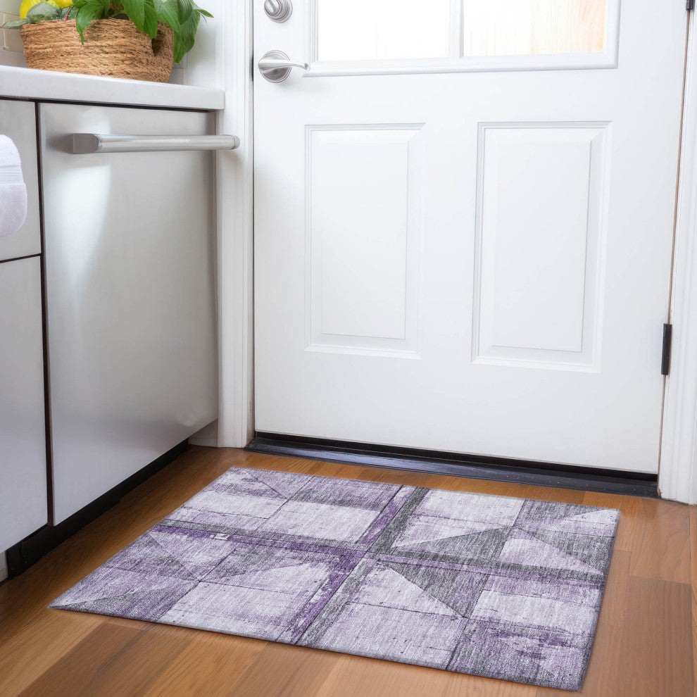 Machine Washable Indoor/Outdoor Chantille ACN1876 Purple 1'8" x 2'6" Rug