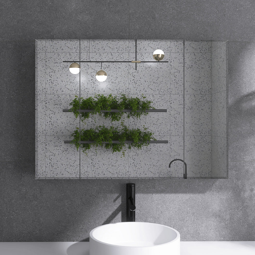 36" Rectangular Aluminum Recessed Mount/Surface Mount Medicine Cabinet
