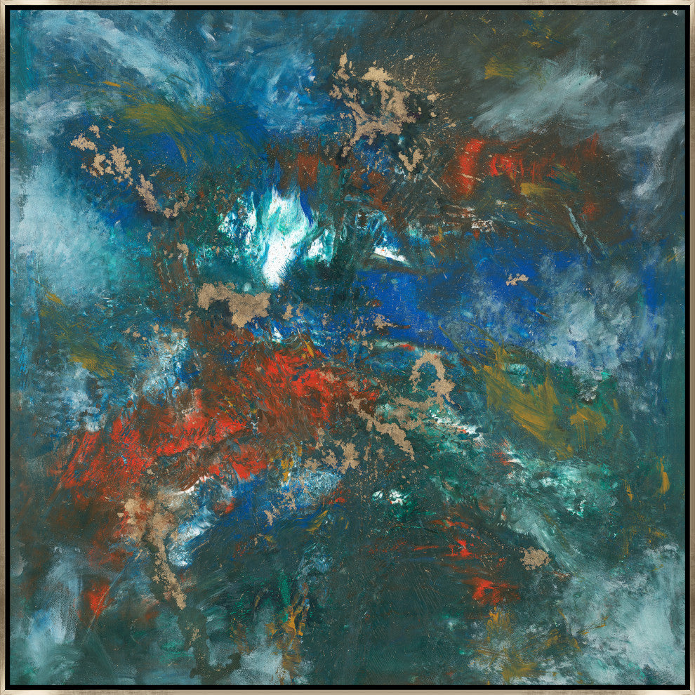 40x40 All Over the Place I, Framed Artwork, Silver
