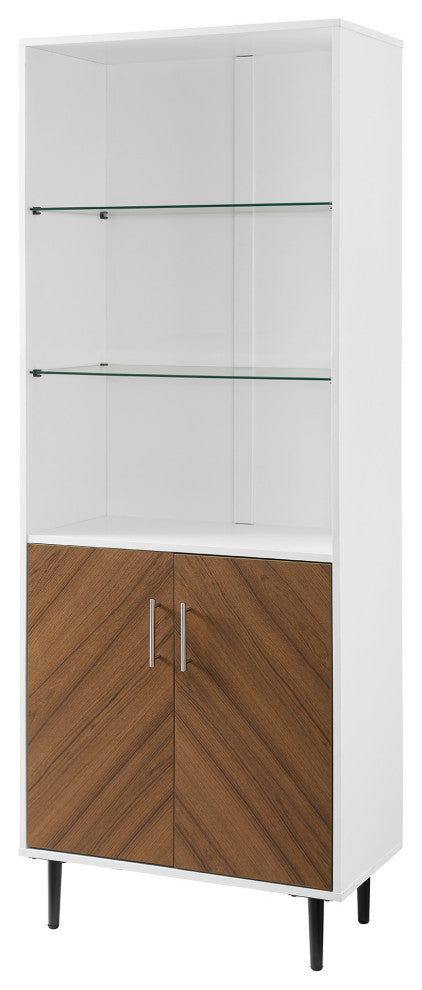Hampton 68" Bookmatch Doors Two-Tone Hutch - Solid White