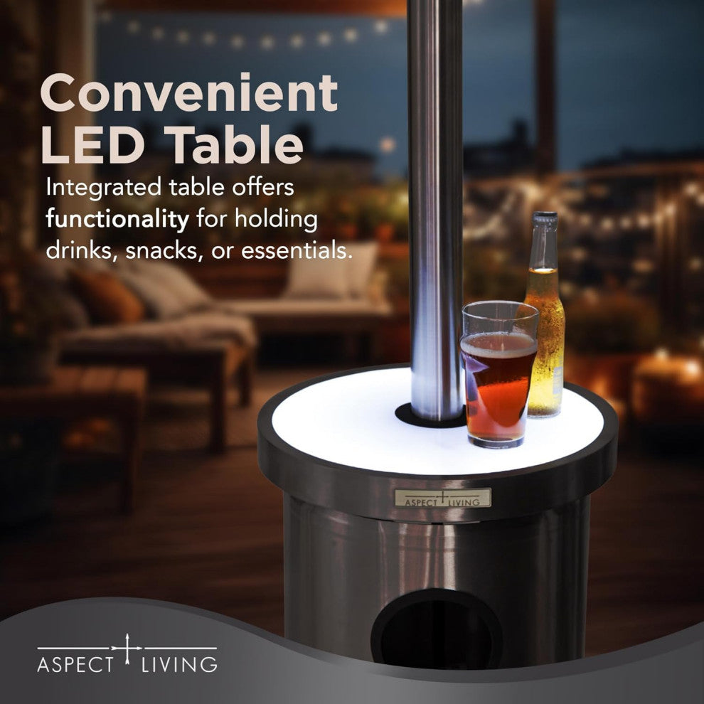 Aspect Living 65046 Patio Heater With LED Table