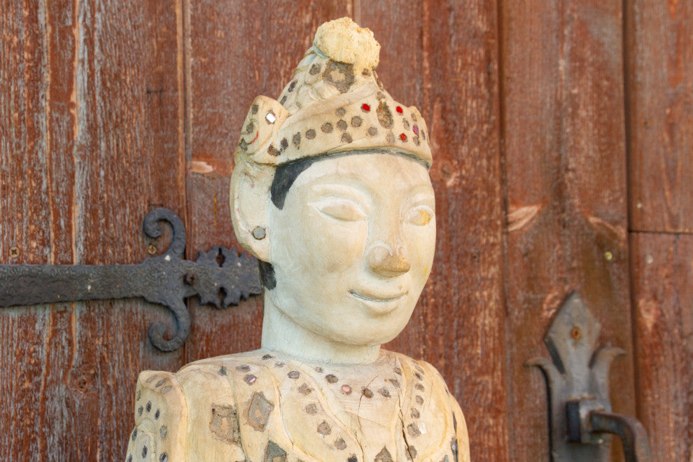 Antique Rangoon Bleached Kneeling Buddha