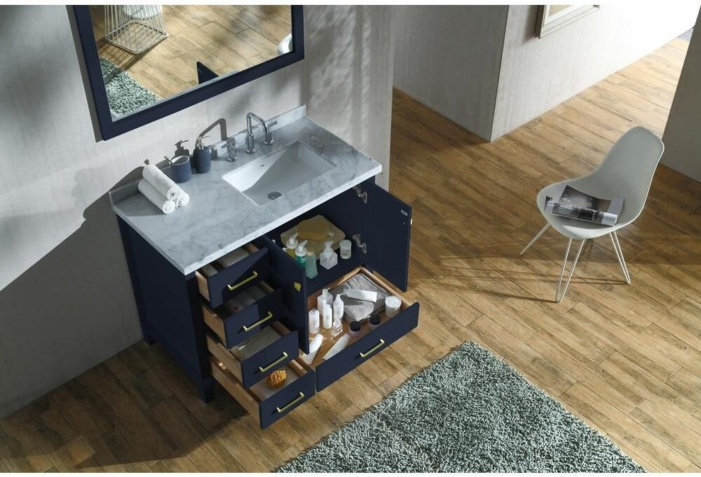 Ariel Cambridge 43" Single Sink Vanity Set, Midnight Blue, Rectangular Sink With