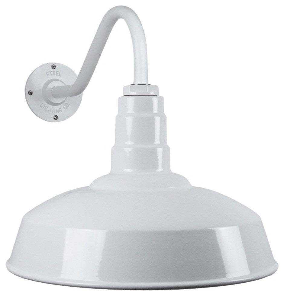 Short Neck Barn Lighting - The Gardena Farmhouse Style Steel Light, White