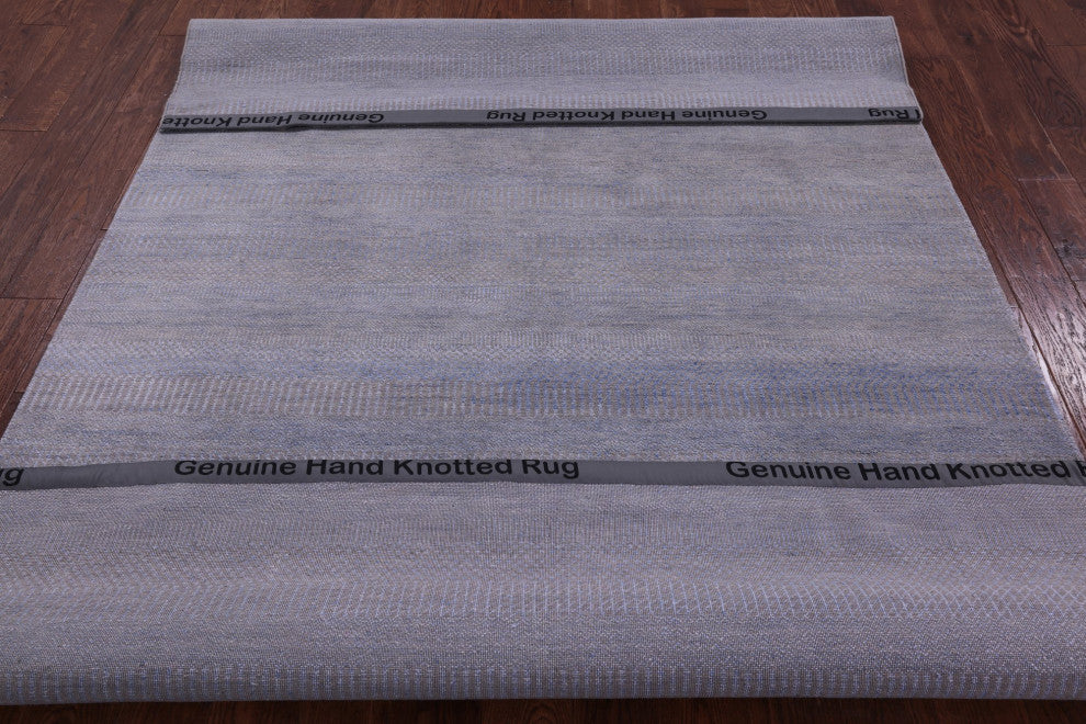 6' 1" X 9' 2" Savannah Grass Wool and Silk Hand Knotted Rug Q11416