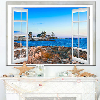 "Open Window To Blue Seashore" Landscape Wall Art Print, 40"x30"