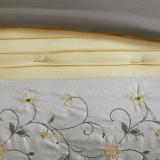 Madison Park Serene Embroidered 7 Piece Comforter Set, Yellow