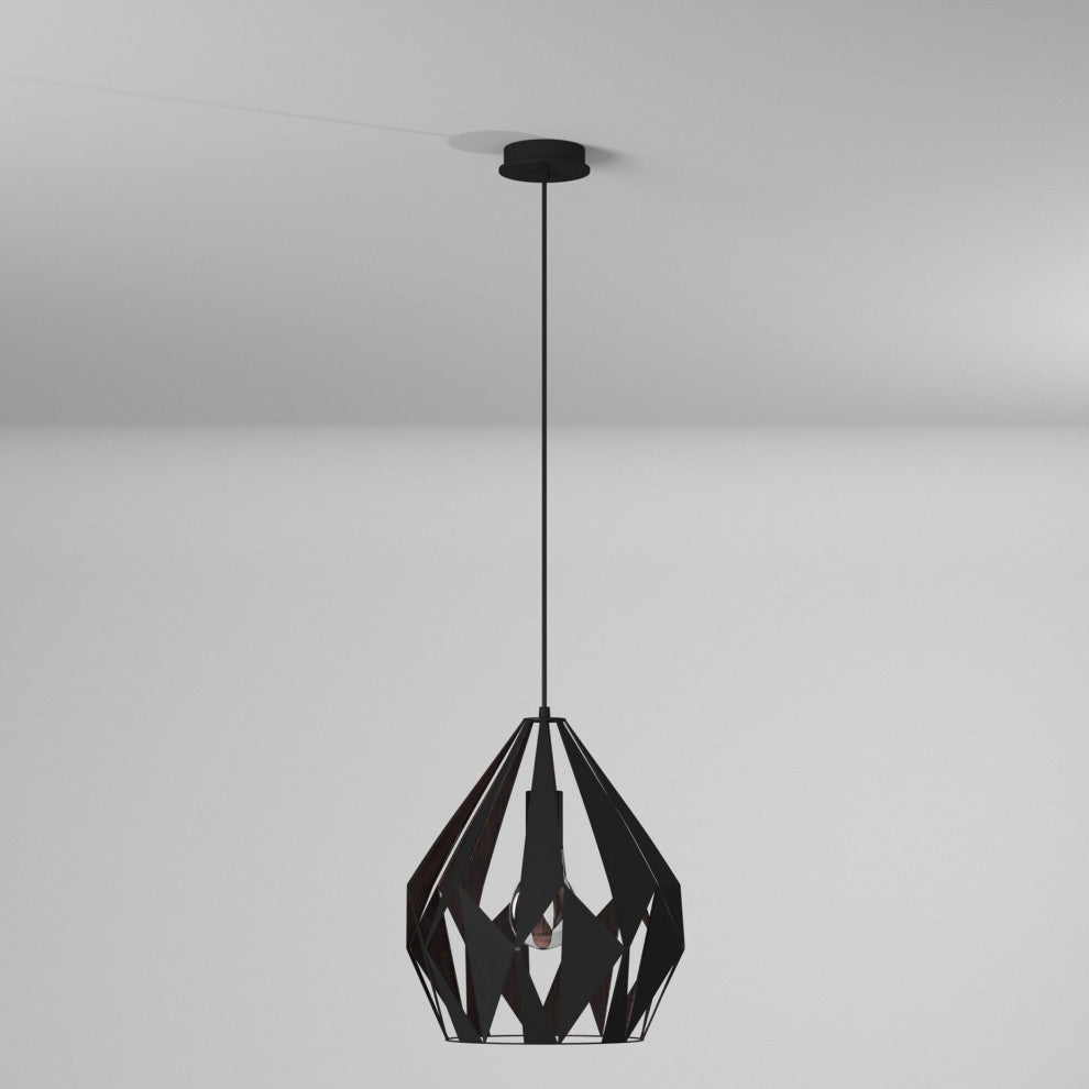 1x60W Pendant With A Black Outer Finish and Copper Interior Finish, Copper