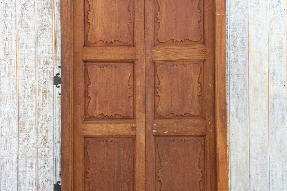 Antique British Colonial Teak Doors with Frame