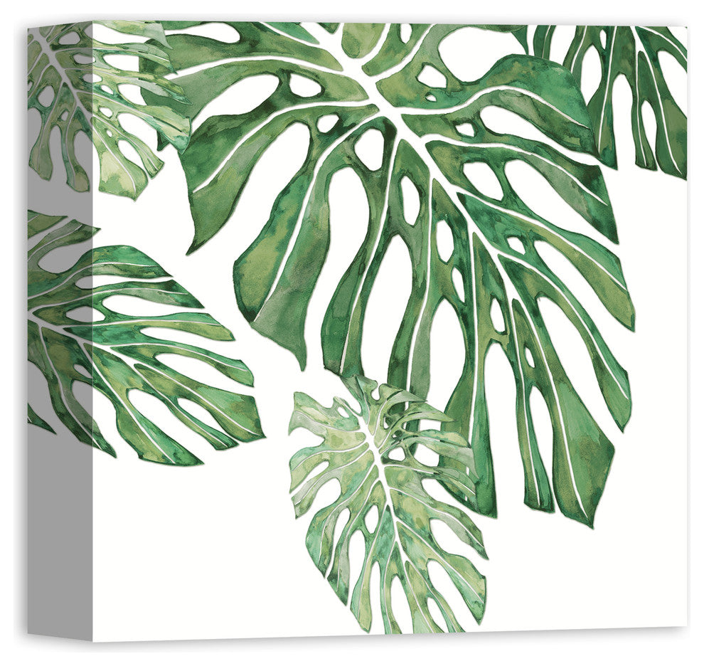 Green Tropical Leaves 12x12 Canvas Wall Art