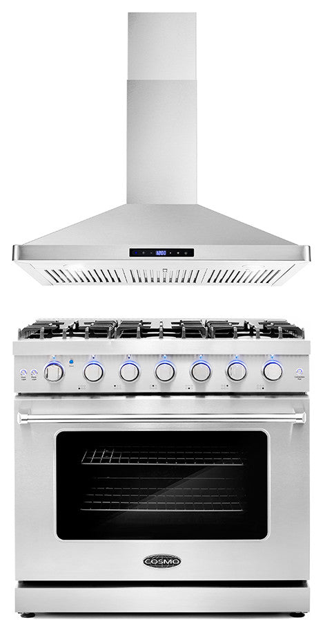 2-Piece Kitchen, 36" Gas Range and 36" Wall Mount Range Hood