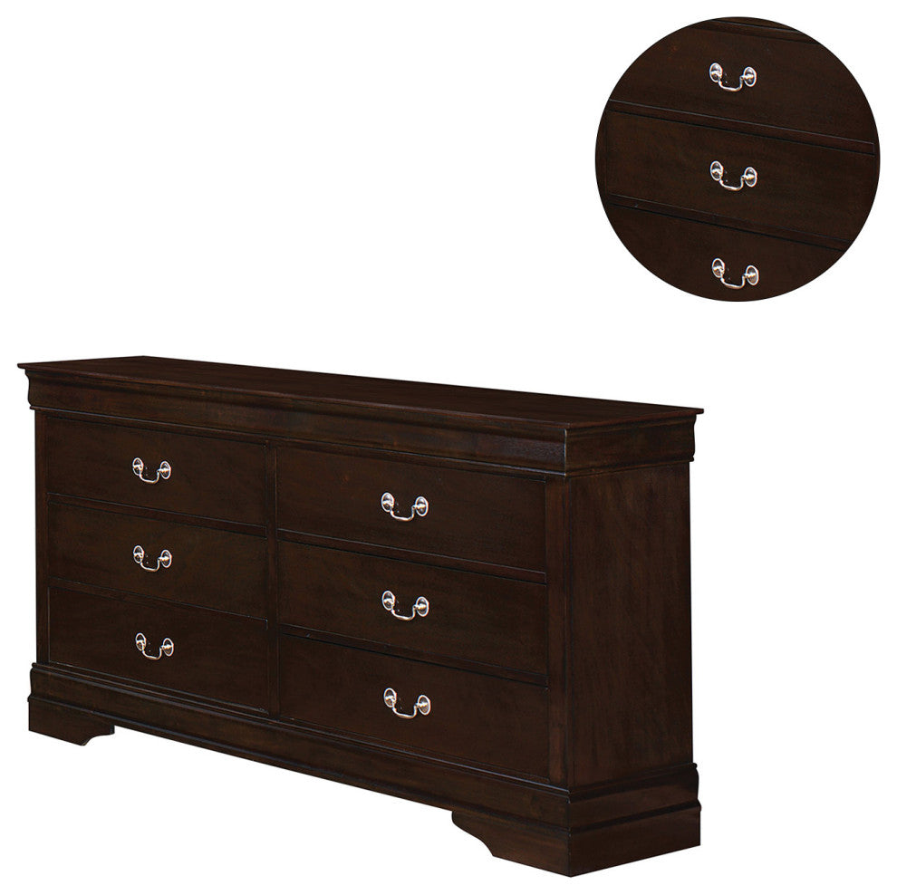 Wood Dresser with 6 Drawers, Cappuccino