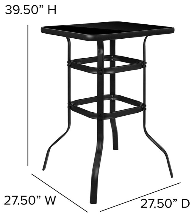 3 Piece Outdoor Glass Bar Patio Table Set with 2 Barstools