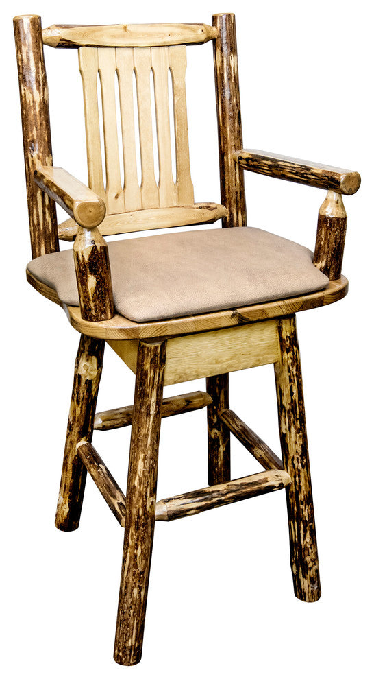 Glacier Country Counter Height Swivel Captain''s Barstool, Buckskin Upholstery
