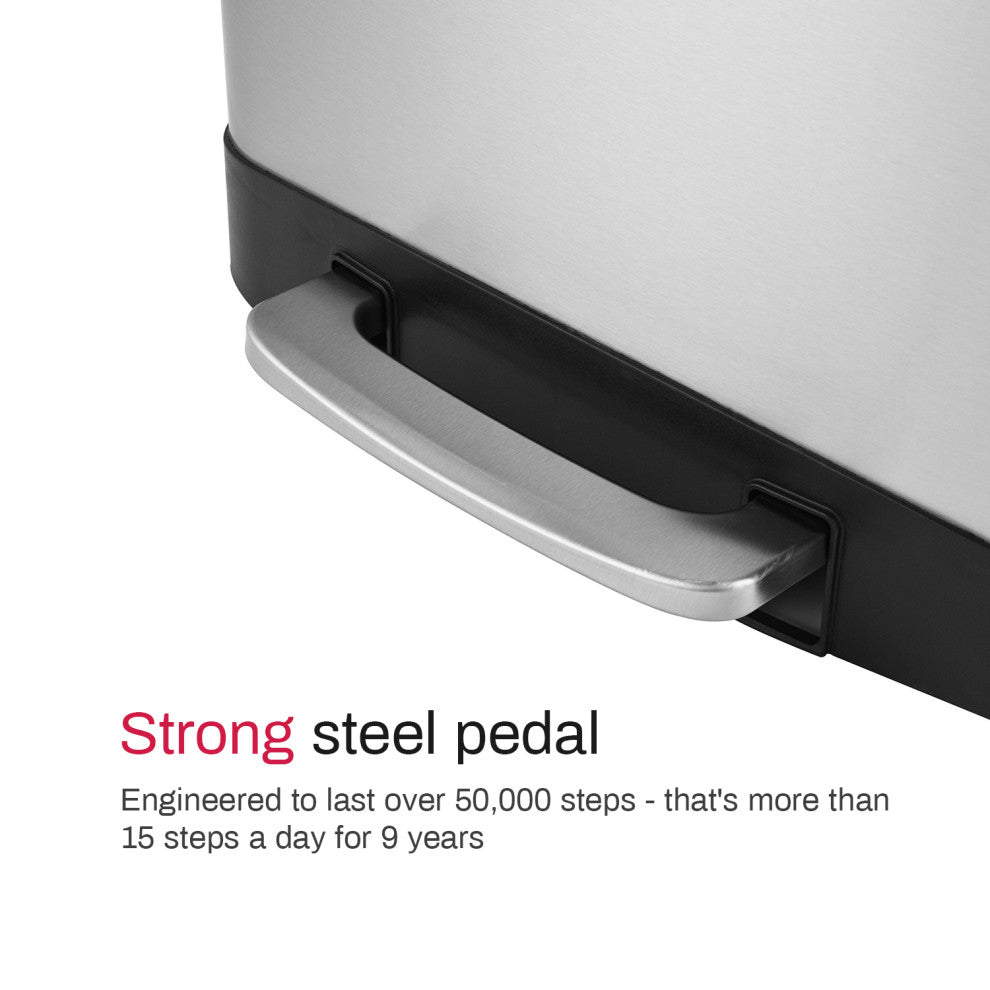 13 Gal./ 50 Liter Rectangle Shaped Step-On Stainless Steel Trash Can
