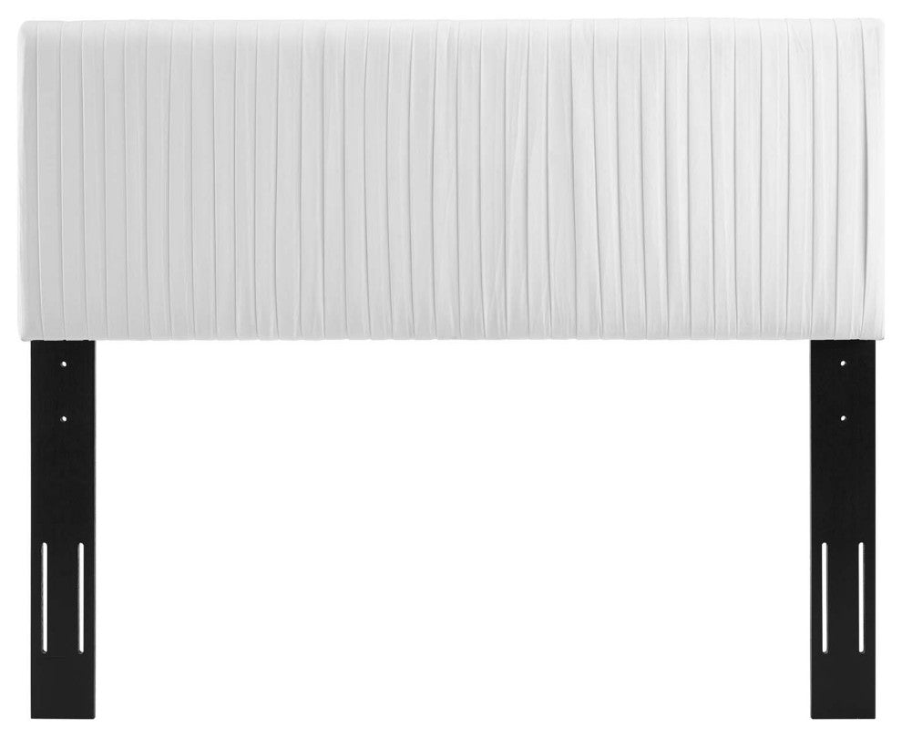 Eloise Channel Tufted Performance Velvet Twin Headboard-White