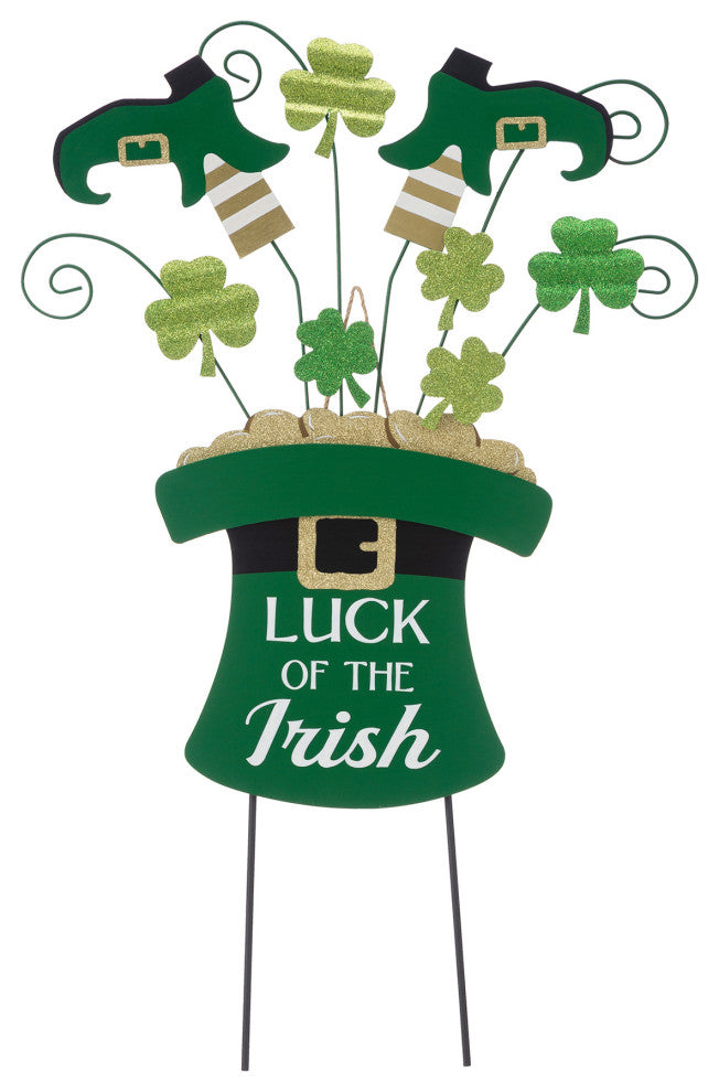 31.5'' Wooden St. Patrick's Leprechaun Belt Yard Stake