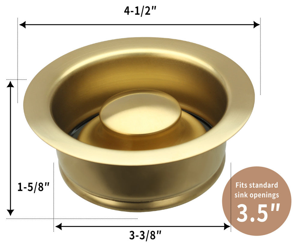 Copper Kitchen Sink Garbage Disposal Flange Stopper, Brushed Gold