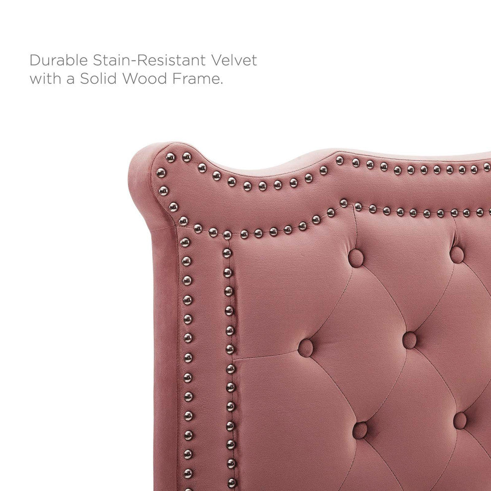 Louisa Tufted Performance Velvet King/California King Headboard, Dusty Rose
