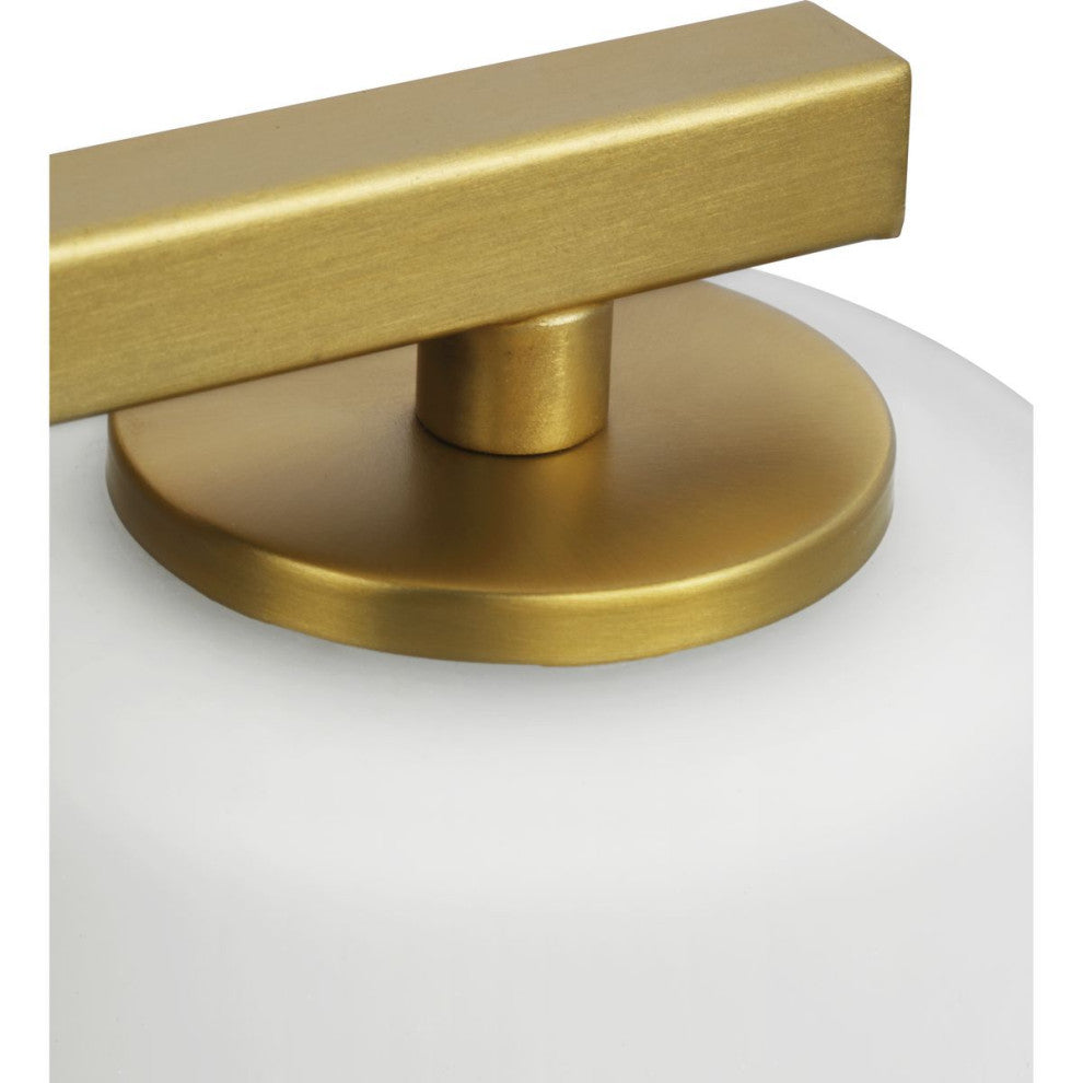 Vertex Collection Two-Light Brushed Gold Etched White Glass Bath Light
