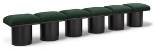 Pavilion Boucle Fabric Upholstered 6-Piece Modular Bench, Green, Black Finish