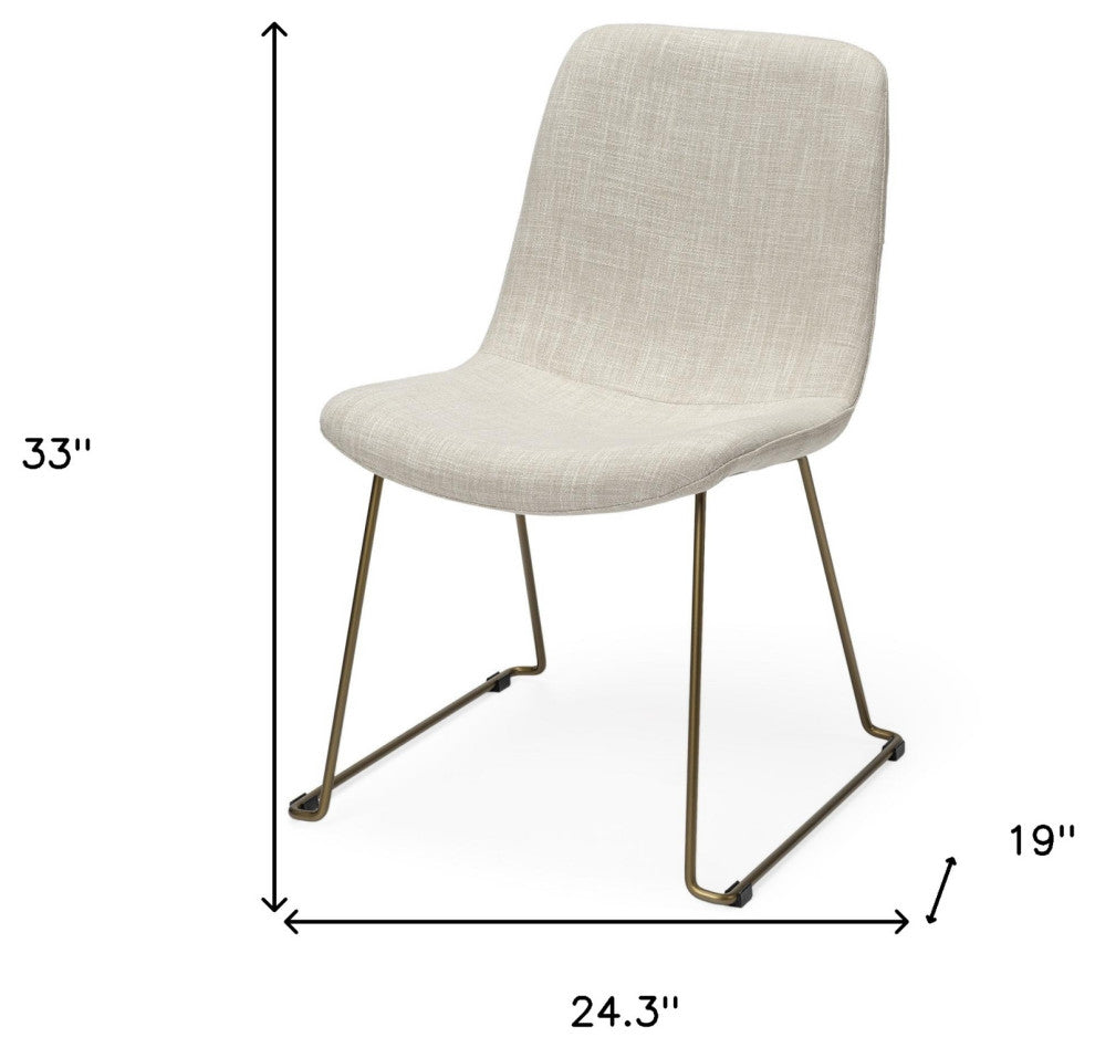 Cream And Gold Upholstered Fabric Side Chairs, Set of 2