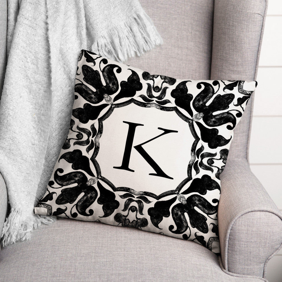 K Monogram 18x18 Indoor / Outdoor Pillow