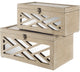 Set of Two Off White Mirrored Wooden Boxes