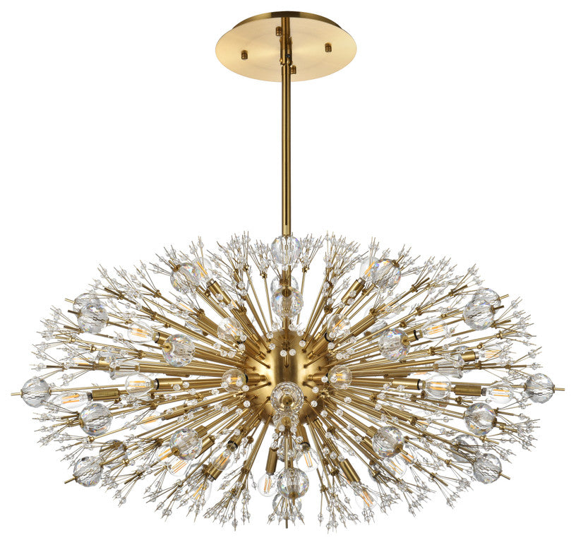 Victor 42" Crystal Starburst Oval Pendant, Gold