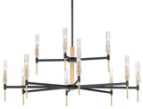 Maxim 16129 Flambeau 12 Light 48"W Chandelier - Black / Antique Brass