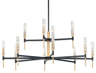 Maxim 16129 Flambeau 12 Light 48"W Chandelier - Black / Antique Brass