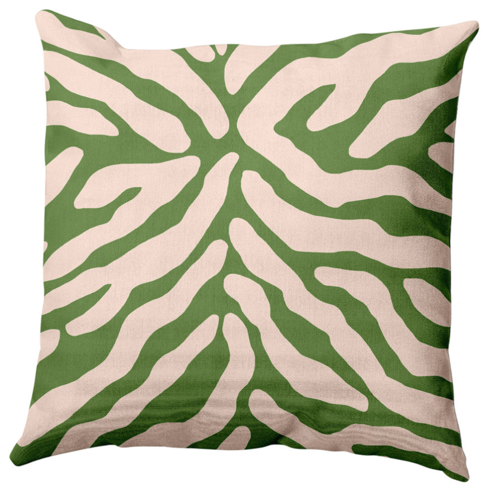 Animal Stripe Decorative Throw Pillow, Light Olive, 18"x18"