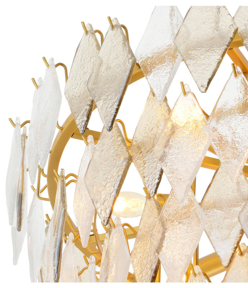 Sugared Glass Chandelier, Eichholtz Rhombus, Large