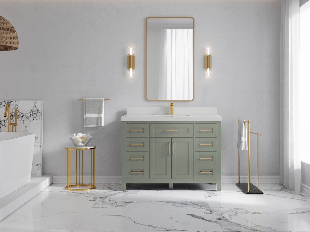 Cambridge 48" Single Sink Bath Vanity in Evergreen 2" Carrara Quartz