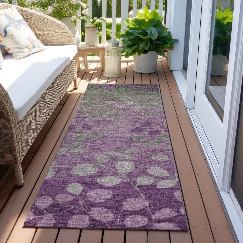 Machine Washable Indoor/Outdoor Chantille ACN1900 Purple 2'3" x 7'6" Runner Rug