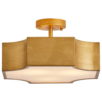 3-Light Modern Gold Semi-Flush Mount Lighting