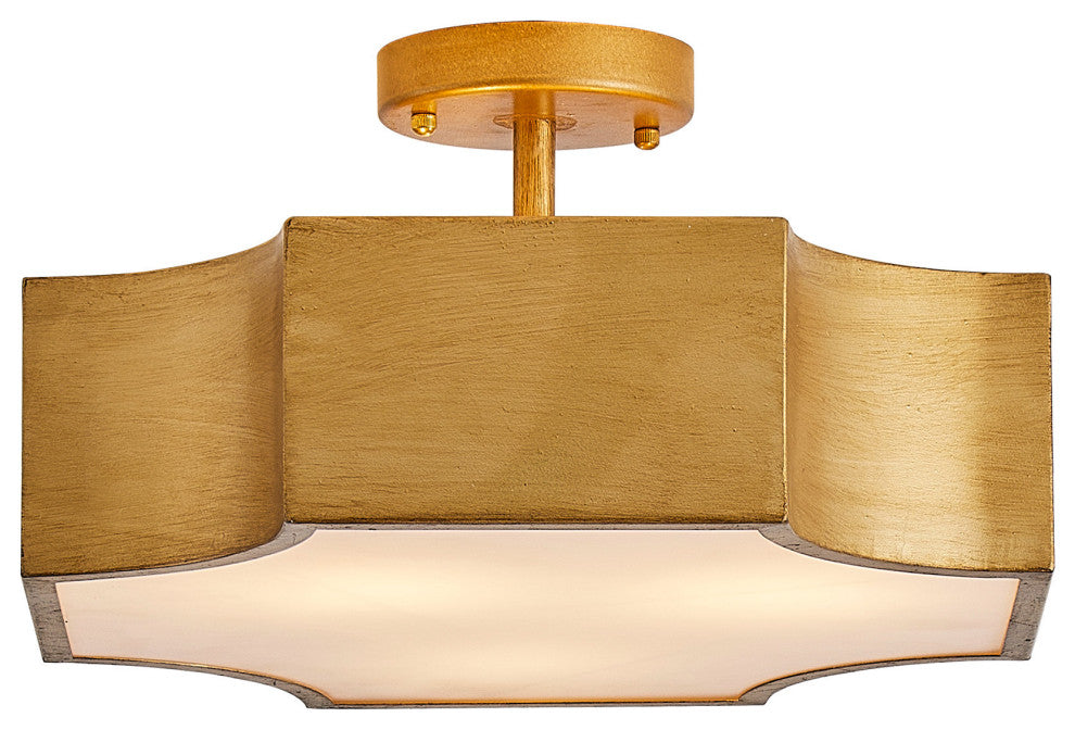 3-Light Modern Gold Semi-Flush Mount Lighting