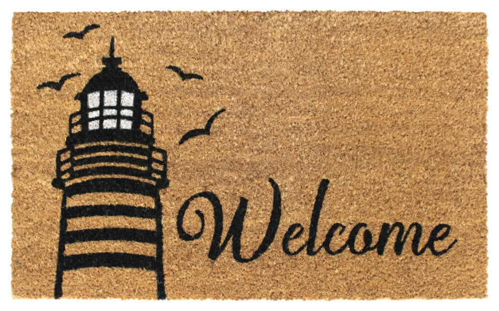 White Machine Tufted Welcome Light House Doormat, 18" x 30"